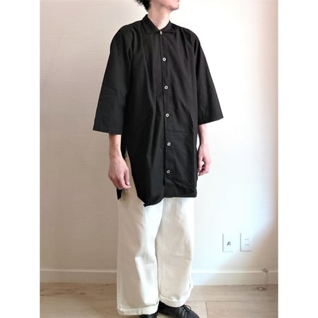 【Swedish Army Hospital Shirts DeadStock Fabric Dyeing Black】スウェーデン軍 ホスピタルシャツ DeadStock 後染めブラック