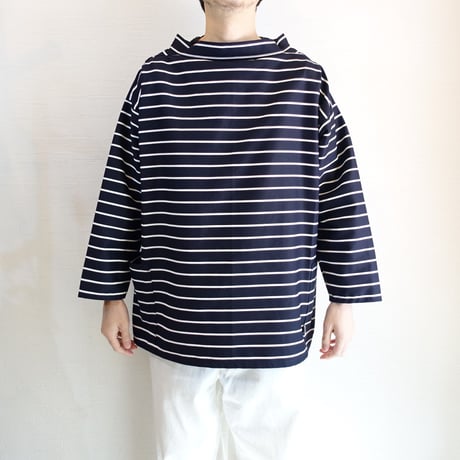 【Newlyn Smocks/ニューリン スモック】Round Neck Smocks　ラウンドネックスモック　ボーダー（ネイビー×ホワイト）