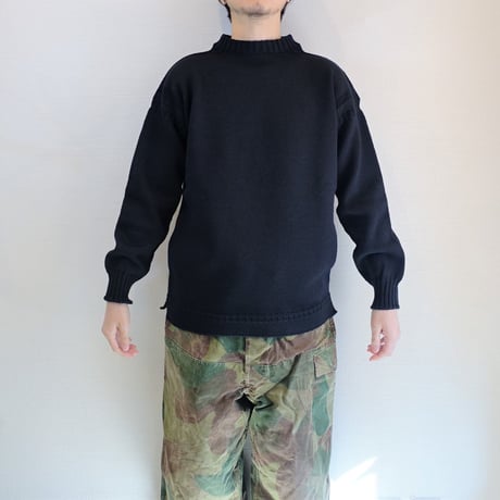 【 Guernsey Woollens/ガンジーウーレンズ】TRADITIONAL GUERNSEY SWEATER トラディショナル ガンジーセーター　ブラック