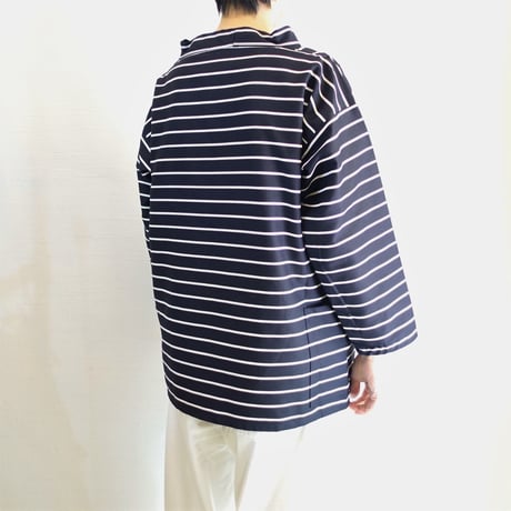 【Newlyn Smocks/ニューリン スモック】Round Neck Smocks　ラウンドネックスモック　ボーダー（ネイビー×ホワイト）