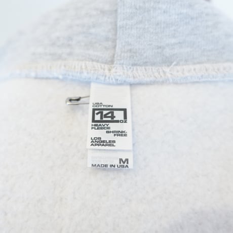 【LOS ANGELES APPAREL/ロサンゼルスアパレル】 14OZ HEAVY WEIGHT ZIP PARKA　ライトグレー