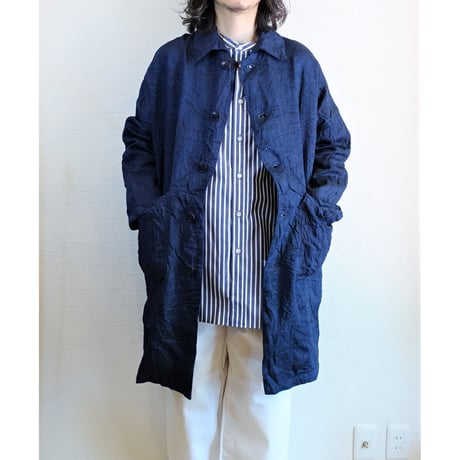 【Yarmo/ヤーモ】Indigo Linen Duster Coat  インディゴリネン ダスターコート