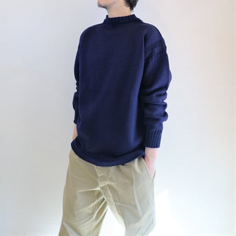 【 Guernsey Woollens/ガンジーウーレンズ】TRADITIONAL GUERNSEY SWEATER トラディショナル ガンジーセーター　ネイビー