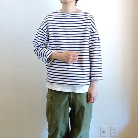 【SAINT JAMES/セントジェームス】OUESSANT LOOSE ウエッソン ルーズ　ホワイト×ネイビー