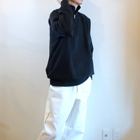 【VESTI/ヴェスティ】HALF ZIP RAGLAN SWEAT　ブラック　ロイヤルブルー