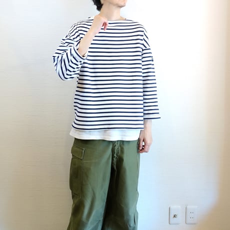 【SAINT JAMES/セントジェームス】OUESSANT LOOSE ウエッソン ルーズ　ホワイト×ネイビー