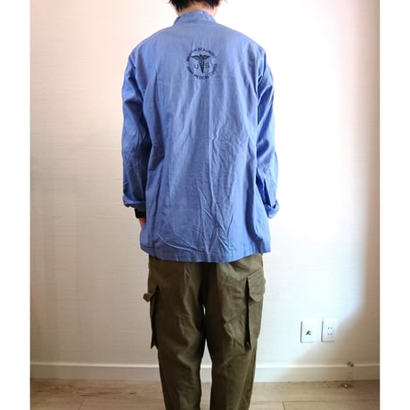 【US.Army 40's Hospital Shirts Standcollar DeadStock】アメリカ軍 40's ホスピタルシャツ スタンドカラー DeadStock