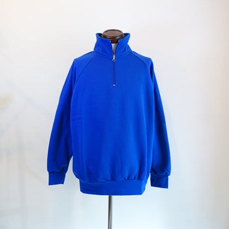 【VESTI/ヴェスティ】HALF ZIP RAGLAN SWEAT　ブラック　ロイヤルブルー
