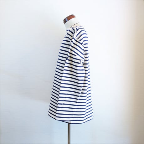 【SAINT JAMES/セントジェームス】OUESSANT SHIRT ウエッソン シャツ　キナリ×ネイビー
