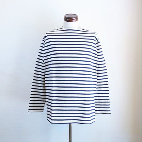 【SAINT JAMES/セントジェームス】OUESSANT SHIRT ウエッソン シャツ　キナリ×ネイビー