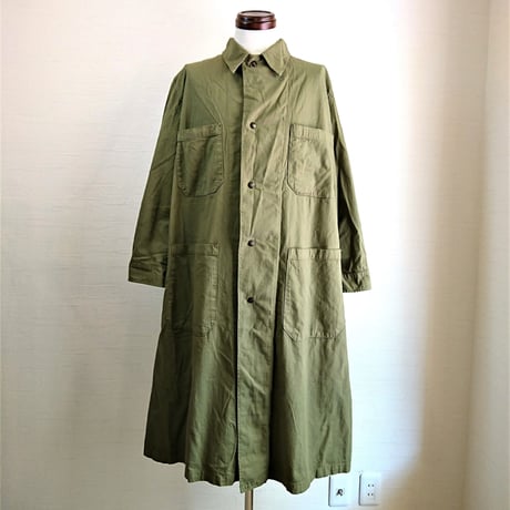 【US.Army 80's Inspector Coat DeadStock Fabric Dyeing】アメリカ軍 80's インスペクターコート DeadStock 後染め　オリーブ
