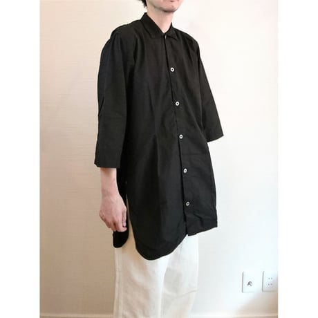 【Swedish Army Hospital Shirts DeadStock Fabric Dyeing Black】スウェーデン軍 ホスピタルシャツ DeadStock 後染めブラック