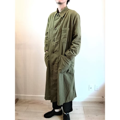 【US.Army 80's Inspector Coat DeadStock Fabric Dyeing】アメリカ軍 80's インスペクターコート DeadStock 後染め　オリーブ