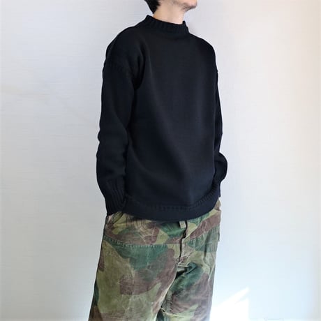 【 Guernsey Woollens/ガンジーウーレンズ】TRADITIONAL GUERNSEY SWEATER トラディショナル ガンジーセーター　ブラック