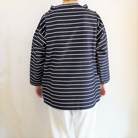 【Newlyn Smocks/ニューリン スモック】Round Neck Smocks　ラウンドネックスモック　ボーダー（ネイビー×ホワイト）
