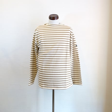 【SAINT JAMES/セントジェームス】OUESSANT SHIRT ウエッソン シャツ　キナリ×モカ