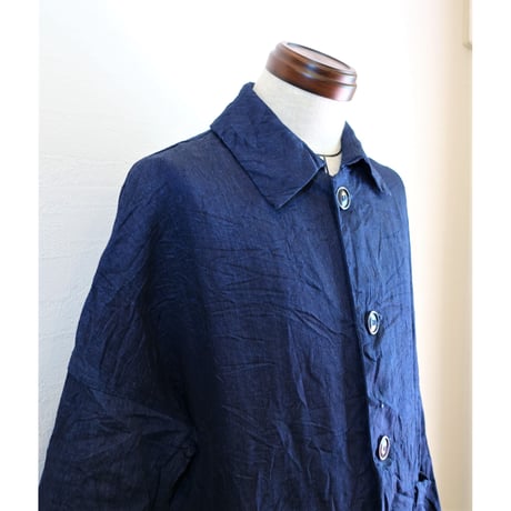 【Yarmo/ヤーモ】Indigo Linen Duster Coat  インディゴリネン ダスターコート