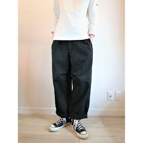 【French Army M-52 Chino Pants DeadStock Fabric Dyeing】フランス軍 M-52 チノパンツ後期型 DeadStock 後染め　ブラック