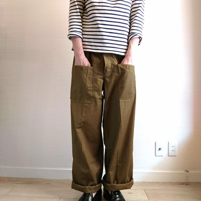 vintage チェコ軍 ヘリンボーン ワイド シェフ パンツ