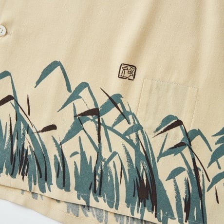 OLD JOE(オールドジョー) -ORIGINAL PRINTED OPEN COLLAR SHIRTS “Hebi” Long-sleeve(BUTTER)