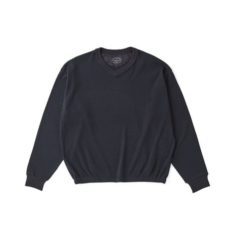 OLD JOE(オールドジョー) -V-NECK SILK NEP RIBED TOPS(ONYX BLACK)