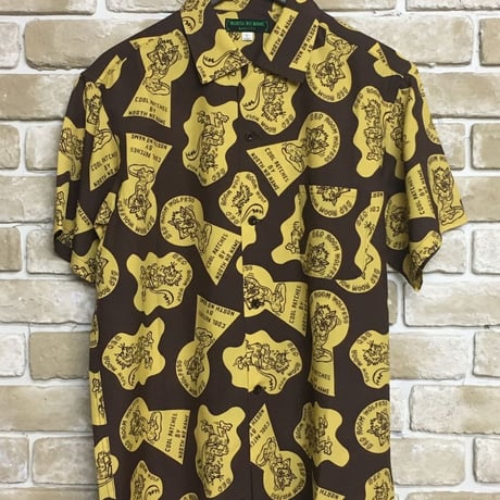 NorthNoName(ノースノーネーム)-NNN PATCH PATTERN RAYON SHIRTS ”WOLF&WOLFLESS”(BROWN)