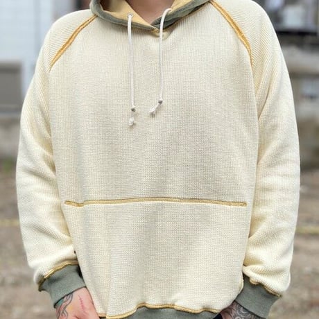 NorthNoName(ノースノーネーム)-TWO TONE RABBIT HOODIE(MUSTARD)
