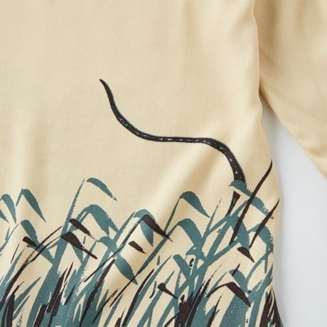 OLD JOE(オールドジョー) -ORIGINAL PRINTED OPEN COLLAR SHIRTS “Hebi” Long-sleeve(BUTTER)