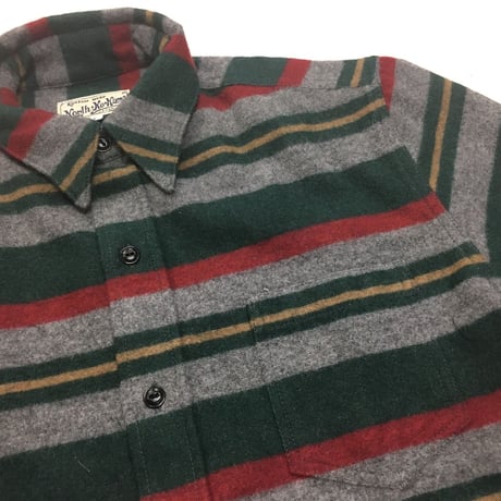 NorthNoName(ノースノーネーム) - BLANKET BORDER SHIRT(GREEN)