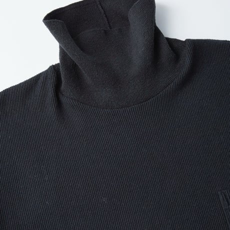 OLD JOE(オールドジョー) -TURTLE-NECK SILK NEP RIBED TOPS(ONYX BLACK)