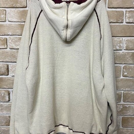 NorthNoName(ノースノーネーム)-TWO TONE RABBIT HOODIE(BURGUNDY )