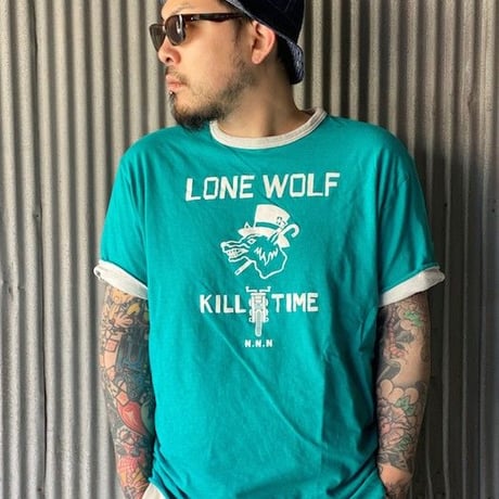 NorthNoName(ノースノーネーム)-LONE WOLF REVERSIBLE T(TURQUOISE/WHITE)