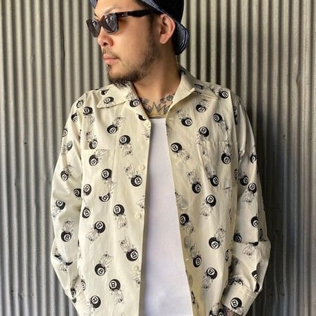 NorthNoName(ノースノーネーム)-NNN PATCH PATTERN 8BALL L/S SHIRT(WHITE)