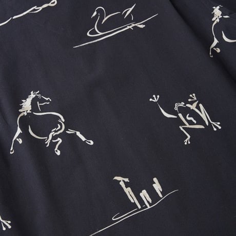 OLD JOE(オールドジョー) -ORIGINAL PRINTED OPEN COLLAR SHIRTS Animal Drawing Short-sleeve(ONYX)