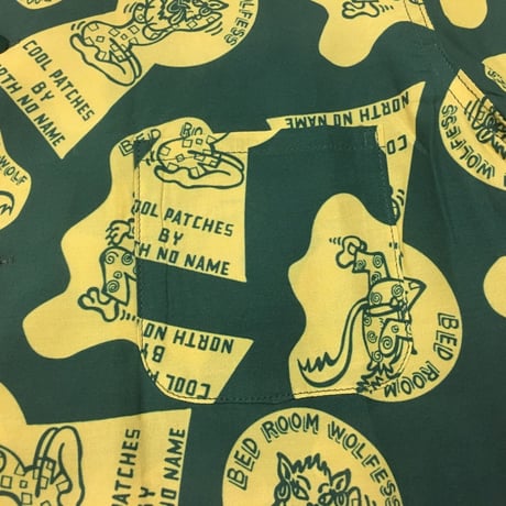 NorthNoName(ノースノーネーム)-NNN PATCH PATTERN RAYON SHIRTS ”WOLF&WOLFLESS”(GREEN)