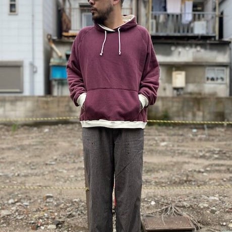 NorthNoName(ノースノーネーム)-TWO TONE RABBIT HOODIE(BURGUNDY )