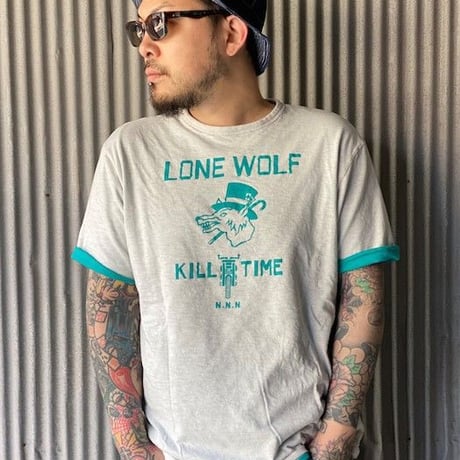 NorthNoName(ノースノーネーム)-LONE WOLF REVERSIBLE T(TURQUOISE/WHITE)