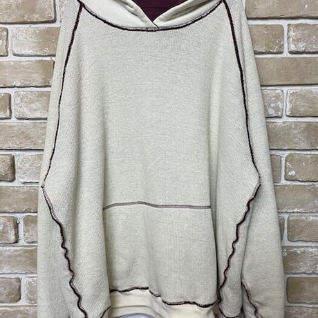 NorthNoName(ノースノーネーム)-TWO TONE RABBIT HOODIE(BURGUNDY )