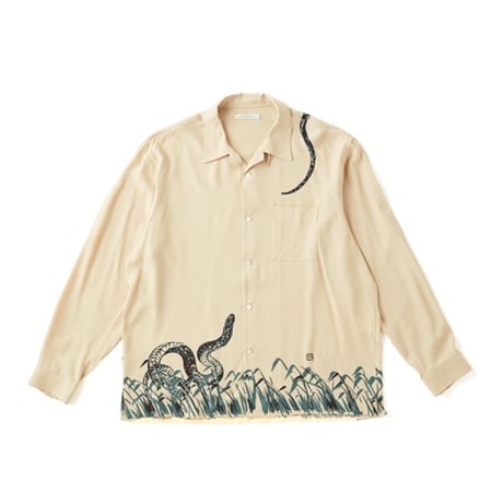 OLD JOE(オールドジョー) -ORIGINAL PRINTED OPEN COLLAR SHIRTS “Hebi” Long-sleeve(BUTTER)