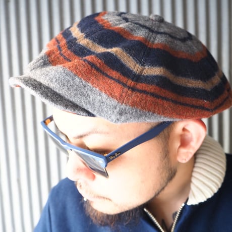 NorthNoName(ノースノーネーム) - BLANKET BORDER CASQUETTE(ORANGE)