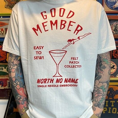 NorthNoName(ノースノーネーム)-NNT-2101 PATCH DESIGN PRINT T-SH(WHITE/RED)