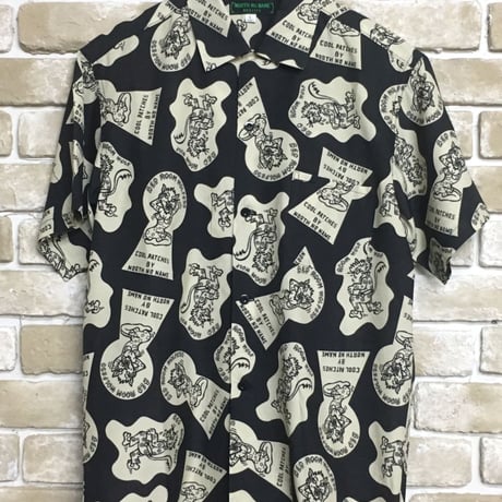 NorthNoName(ノースノーネーム)-NNN PATCH PATTERN RAYON SHIRTS ”WOLF&WOLFLESS”(BLACK)