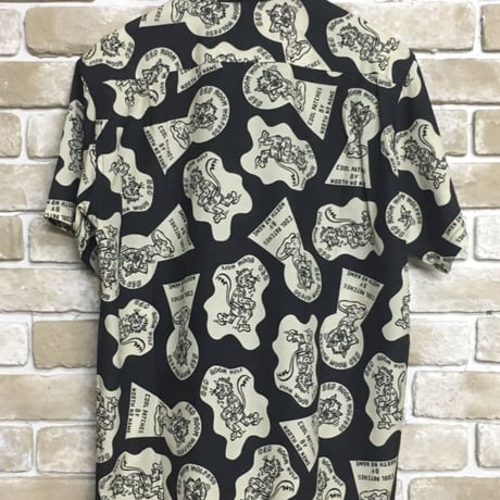 NorthNoName(ノースノーネーム)-NNN PATCH PATTERN RAYON SHIRTS ”WOLF&WOLFLESS”(BLACK)
