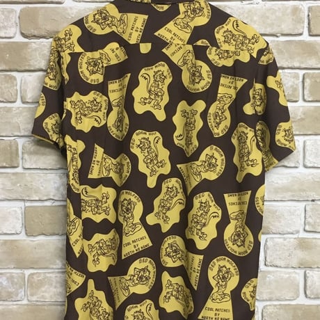 NorthNoName(ノースノーネーム)-NNN PATCH PATTERN RAYON SHIRTS ”WOLF&WOLFLESS”(BROWN)