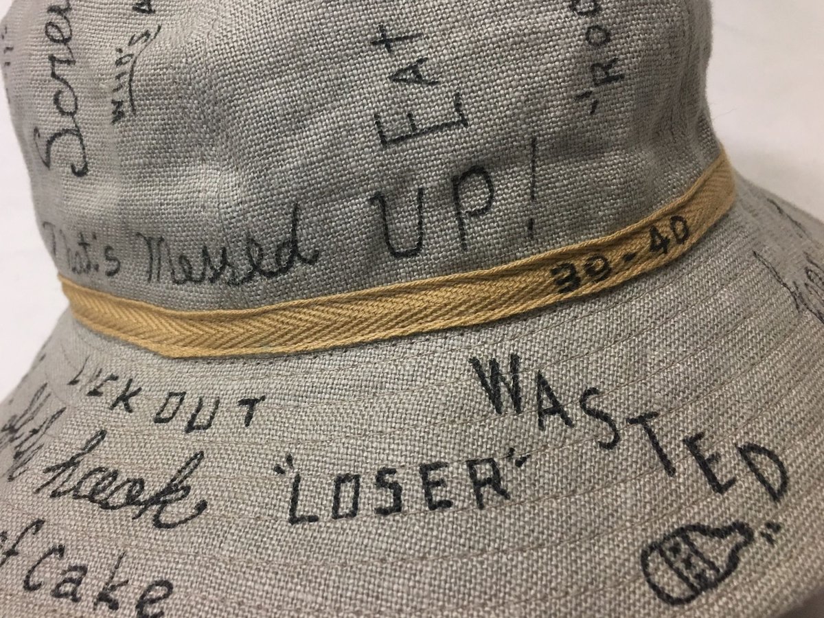 ノースノーネーム　リネンバケットハット（ハンドペイント） NorthNoName(ノースノーネーム)-”MESSAGE” LINEN HAT(BEIGE