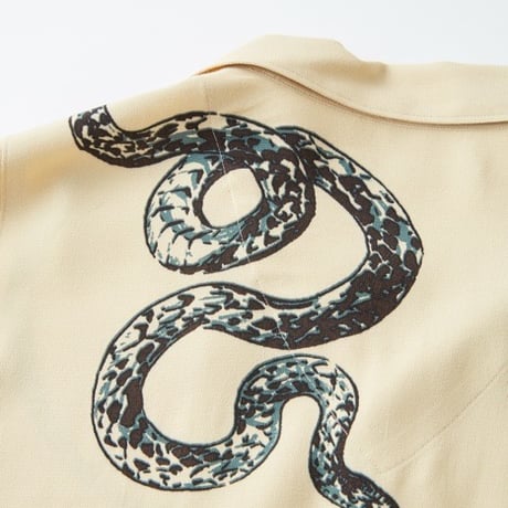 OLD JOE(オールドジョー) -ORIGINAL PRINTED OPEN COLLAR SHIRTS “Hebi” Long-sleeve(BUTTER)