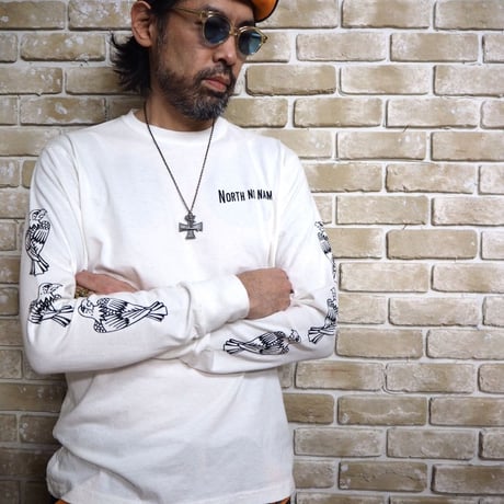 NorthNoName(ノースノーネーム)-PATCH PATTERN L/S T ”EAGLE”(WHITE)