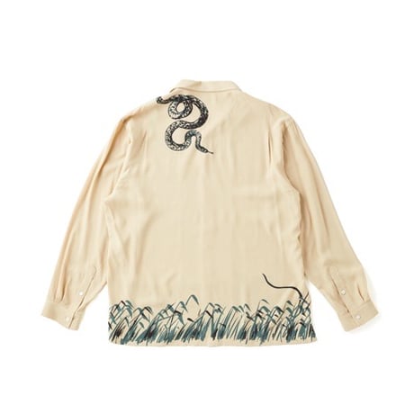 OLD JOE(オールドジョー) -ORIGINAL PRINTED OPEN COLLAR SHIRTS “Hebi” Long-sleeve(BUTTER)