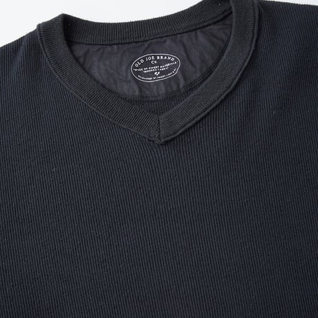 OLD JOE(オールドジョー) -V-NECK SILK NEP RIBED TOPS(ONYX BLACK)