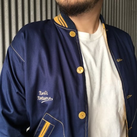 NorthNoName(ノースノーネーム)-COTTON VARSITY JACKET(BLUE)